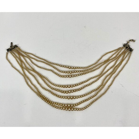 Antique Jewelry - Antique Victorian Layered Pearl Multi Strand Graduated Necklace As Is